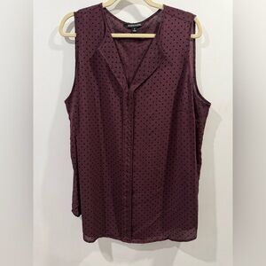 StitchFix Polka Dot Sleeveless Blouse - maroon